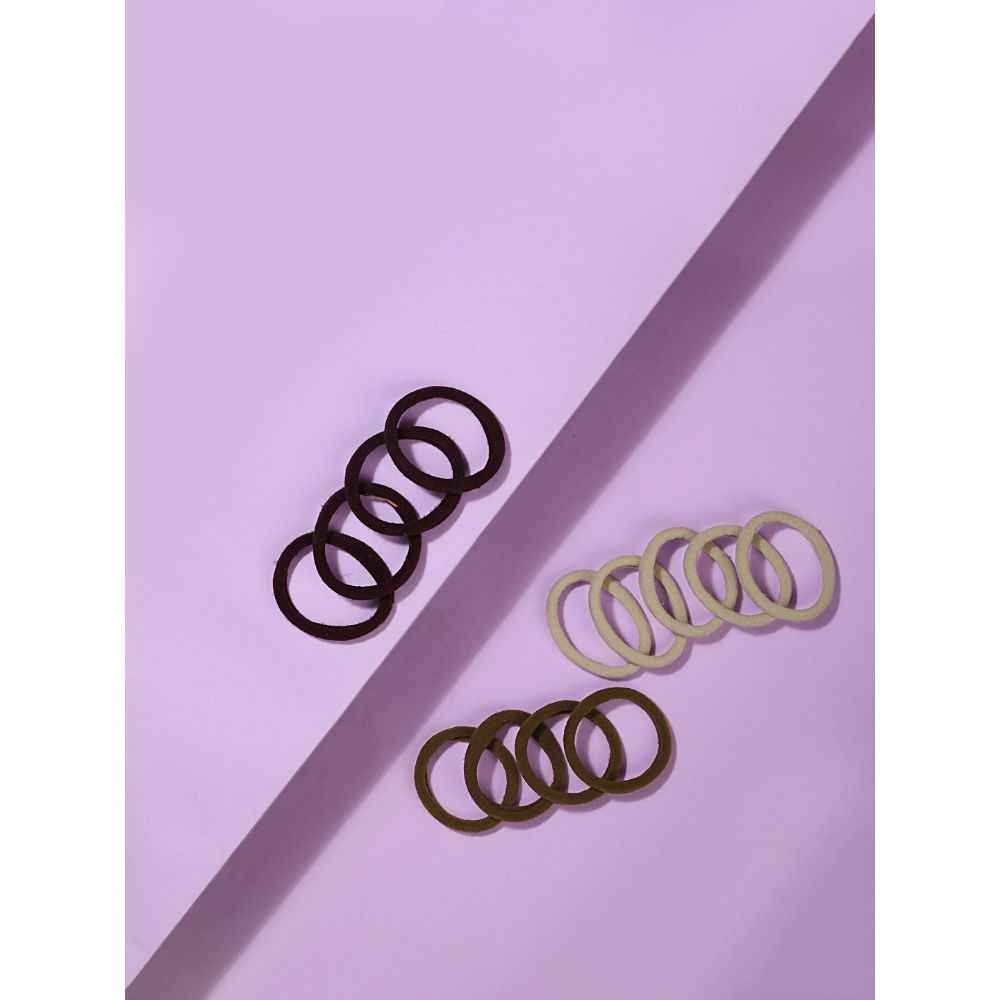 Buy Lilly & Sparkle Black, Brown And Beige Coloured Scrunchies, Hair Band, Ponytail Rubber Women And Girls Pack Of 15 - Purplle