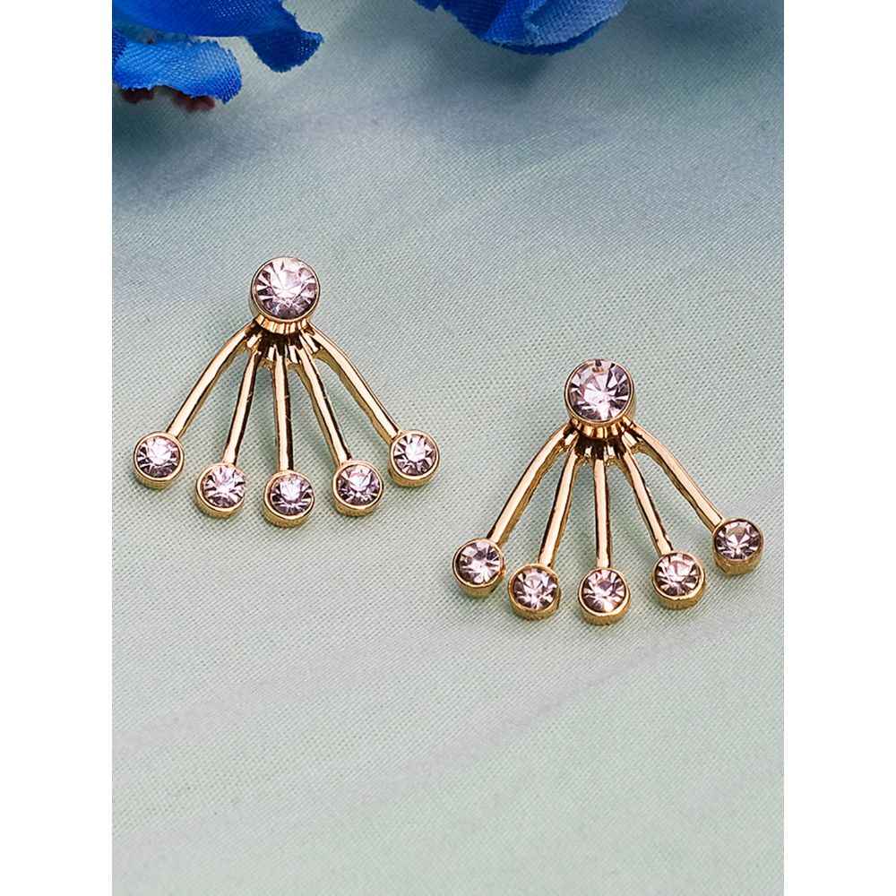 Buy Lilly & Sparkle Gold Toned Crystal Studed Front And Back Earrings - Purplle
