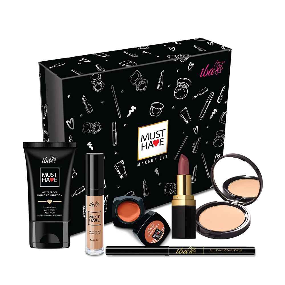 Buy Iba Must Have Makeup Set (Fair) l Waterproof Foundation l Concealer l Matte Compact l Lip & Cheek Tint l Matte Lipstick l Smudge Proof Kajal - Purplle