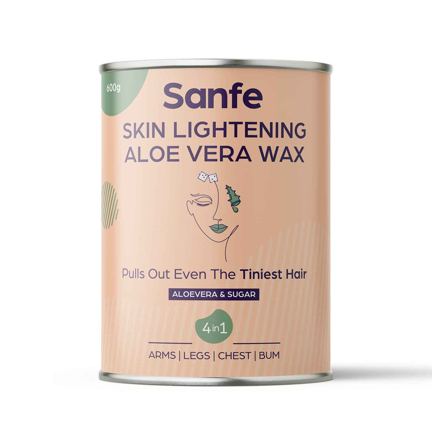 Buy Sanfe Lightening Aloevera Wax for Smooth Hair Removal - 600gm with Aloe vera extract Removes Tan - Purplle