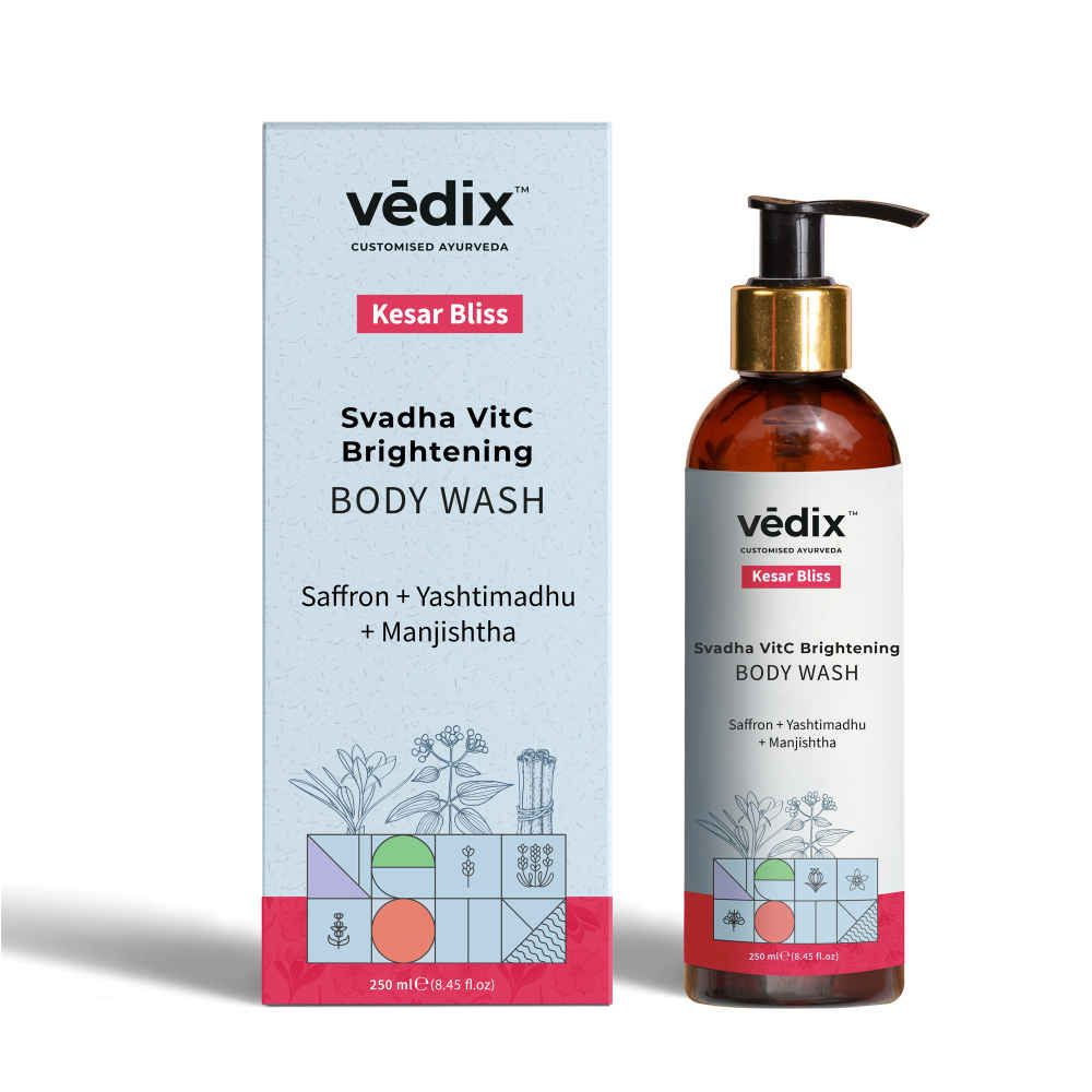 Buy Vedix Svadha VitC Brightening Bodywash (Kesar Bliss), Customized Ayurvedic Bodywash for All Skin Types With Saffron, Yashtimadhu and Manjishtha - 250ml - Purplle