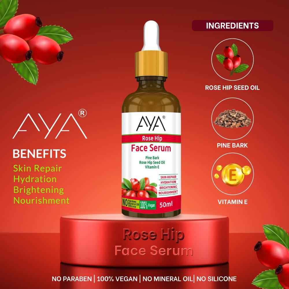 Buy AYA Rosehip Face Serum (50 ml) | For Skin Repair, Hydration, Brightening and Nourishment | No Paraben, No Silicone, No Mineral Oil - Purplle