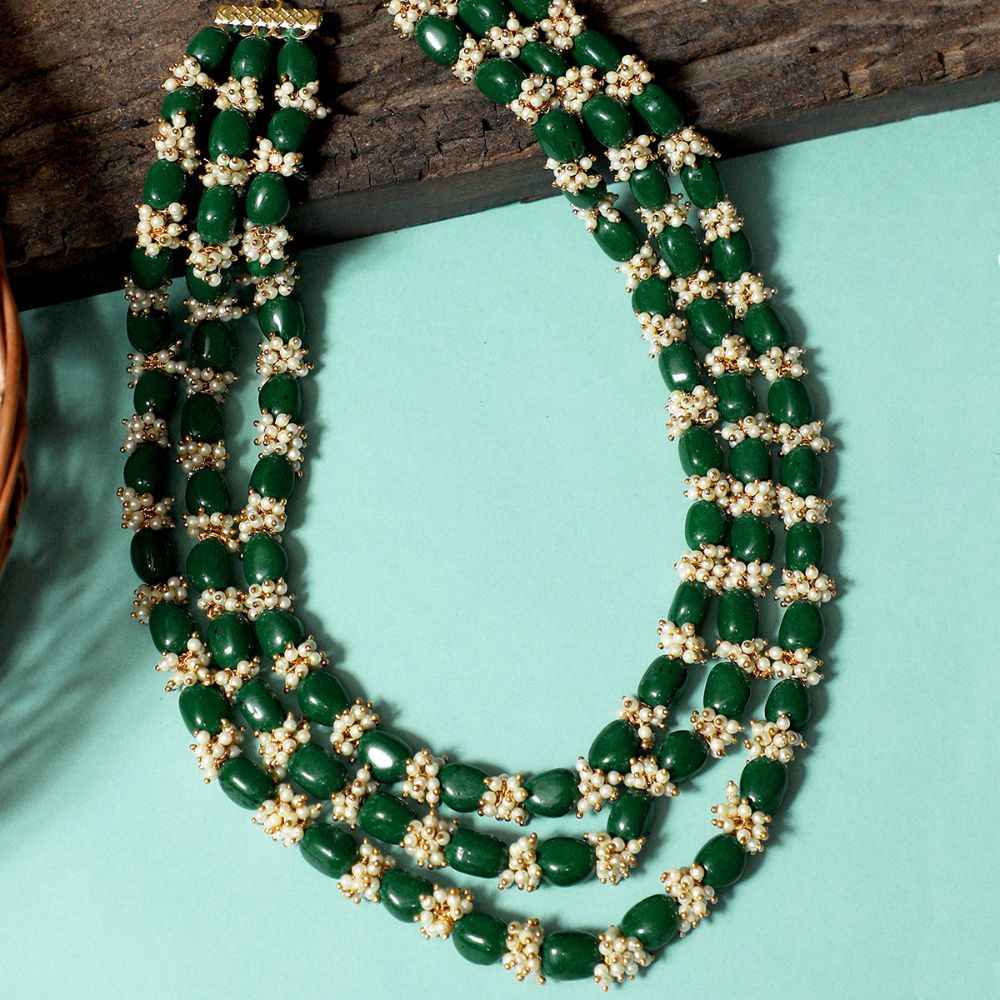 Buy Karatcart Green Beads with Tassel Multilayered Maharaja Moti Mala for Men - Purplle