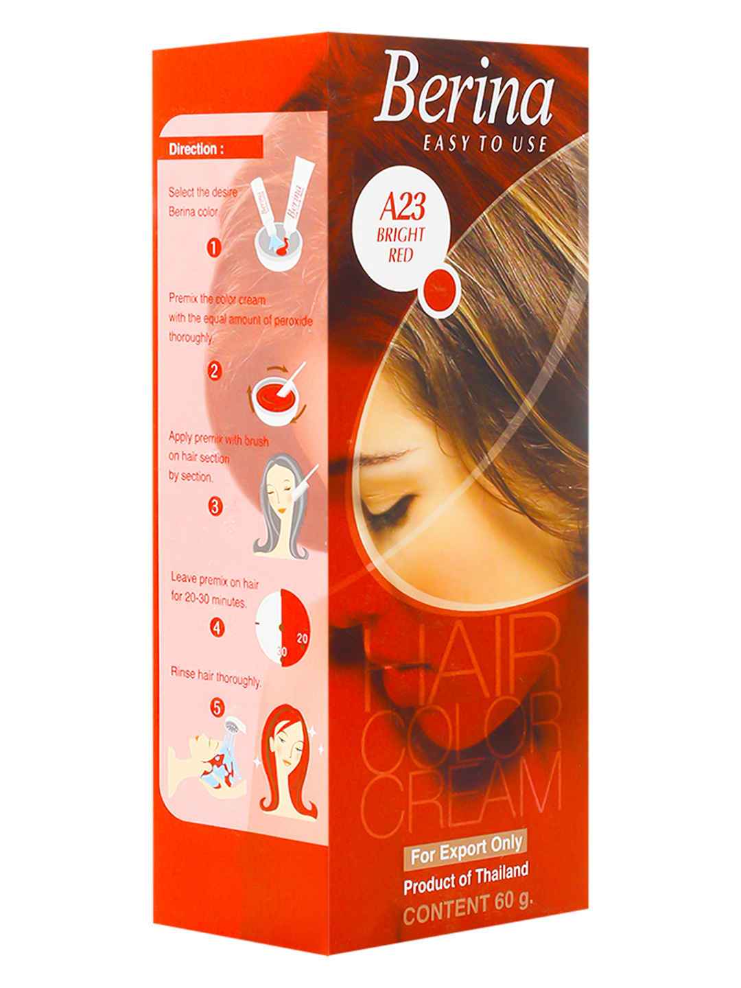 Buy Berina A23 Bright Red Hair Color Cream 60 gm - Purplle