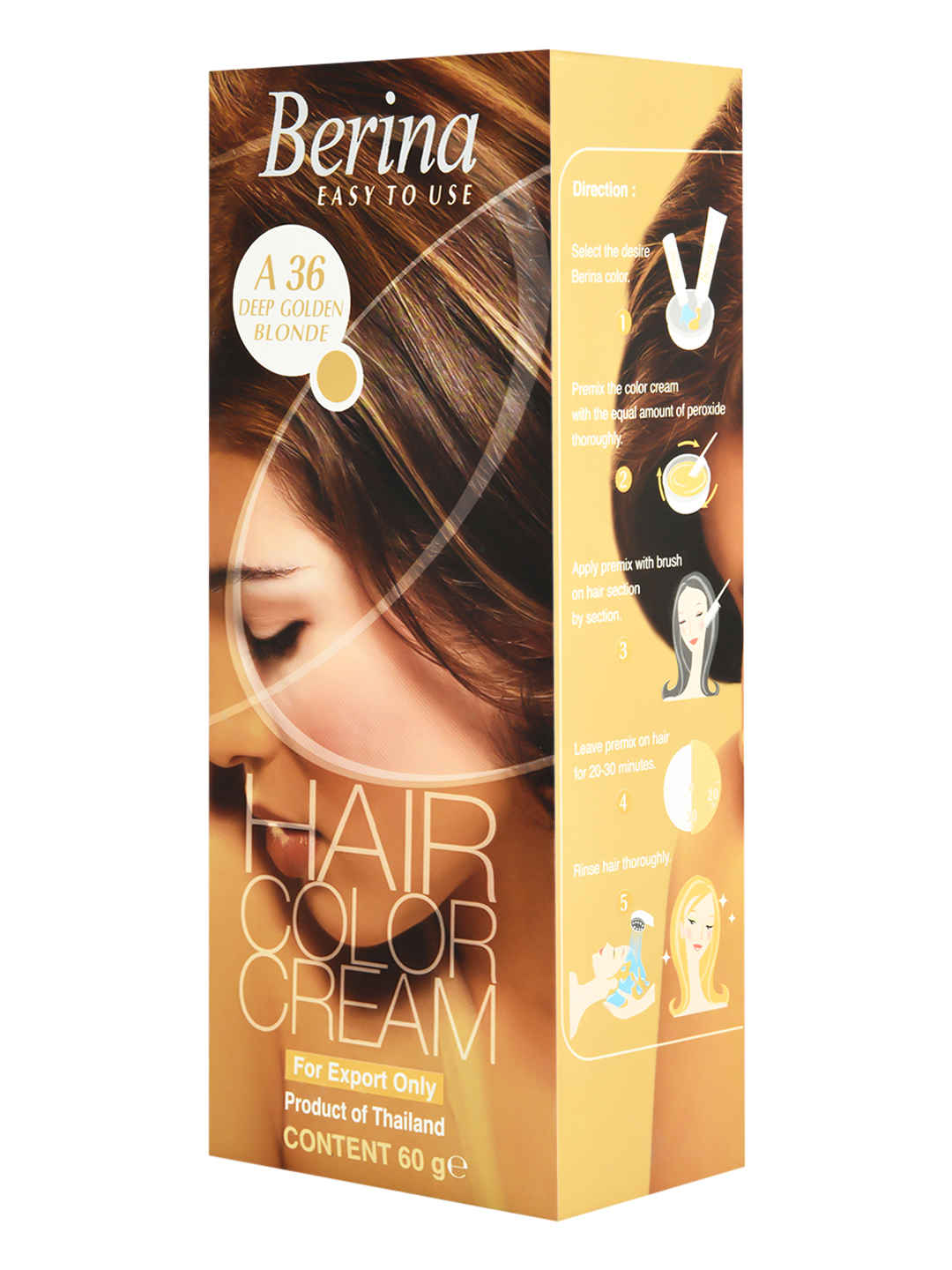 Buy Berina A36 Deep Golden Blonde Hair Color Cream 60 gm - Purplle