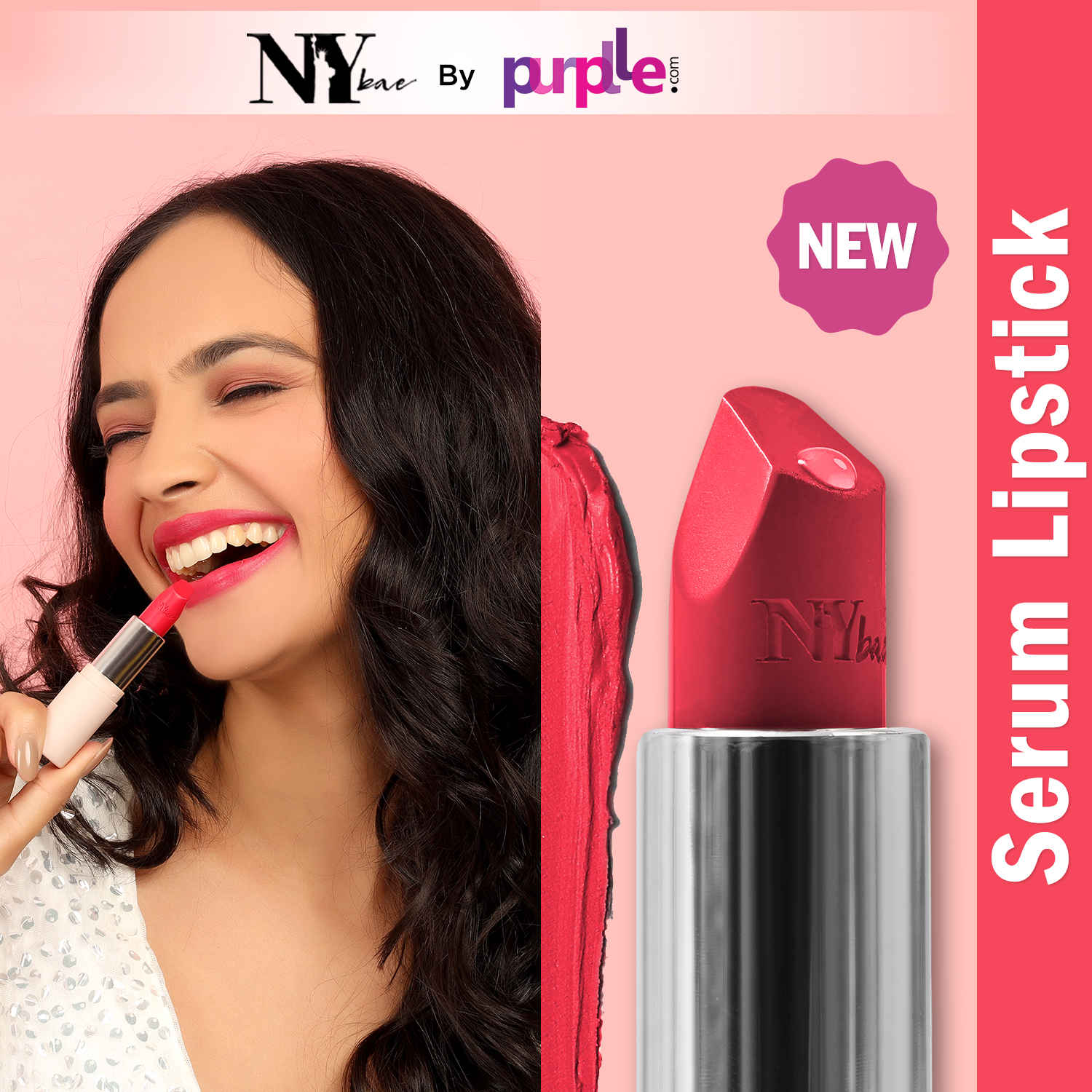 Buy NY Bae Runway Serum Lipstick - Pink Splash 06 (4.2 gm) | Pink | Highly Pi gmented | Vitamin E & Fruit Oils | Lightweight | Non-Drying - Purplle