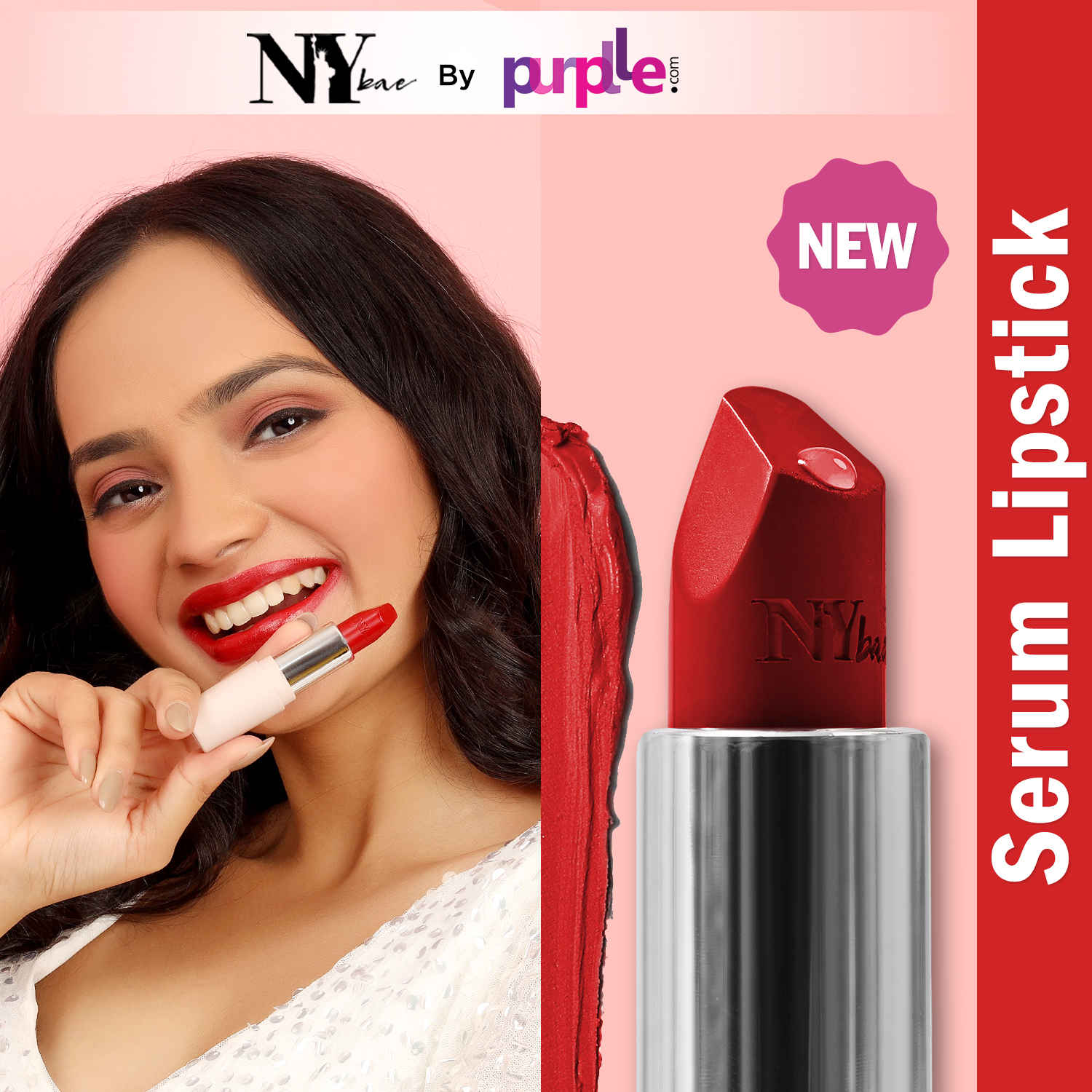 Buy NY Bae Runway Serum Lipstick - Cherry Lake 10 (4.2 gm) | Red | Highly Pi gmented | Vitamin E & Fruit Oils | Lightweight | Non-Drying - Purplle