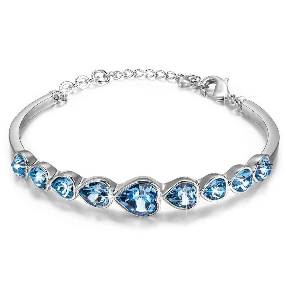 Buy Yellow Chimes Swarovski Elements Deep Ocean Love Hearts Bracelet for Women and Girls - Purplle