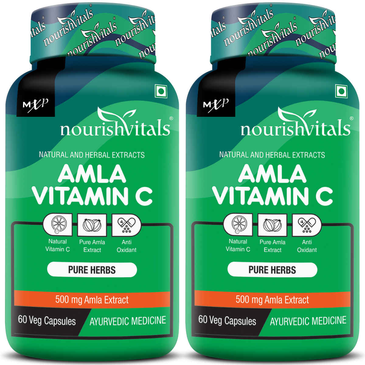 Buy NourishVitals Amla Vitamin C with Tannins > 25% Pure Herbs, 500 mg Amla Extract 60 Veg Capsules x Pack Of 2 - Purplle