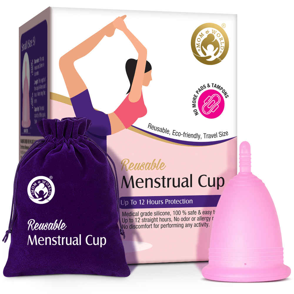 Buy Mom & World Reusable Menstrual Cup For Women, 100% Medical Grade Silicone, Odor and Rash Free, No leakage (Large) - Purplle