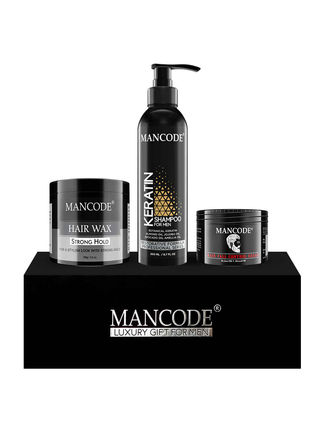 Buy Mancode Gift Set for Men - Premium Luxury Hair Styling Kit (Keratin Shampoo + Hair Wax + Hair Fall Control Cream) Gift Set - 10 - Purplle