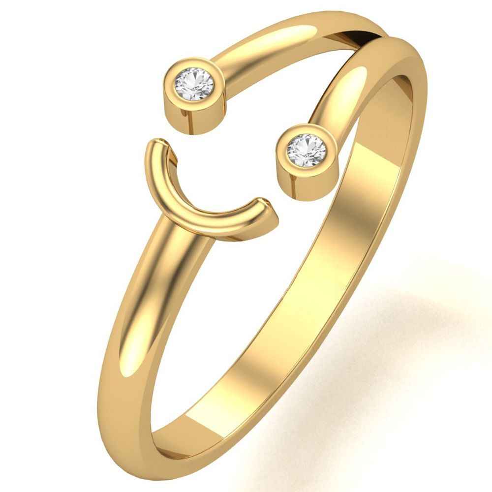 Buy KUNUZ Gold Plated 925 Sterling Silver Smiley Face Adjustable Ring for Women - Purplle