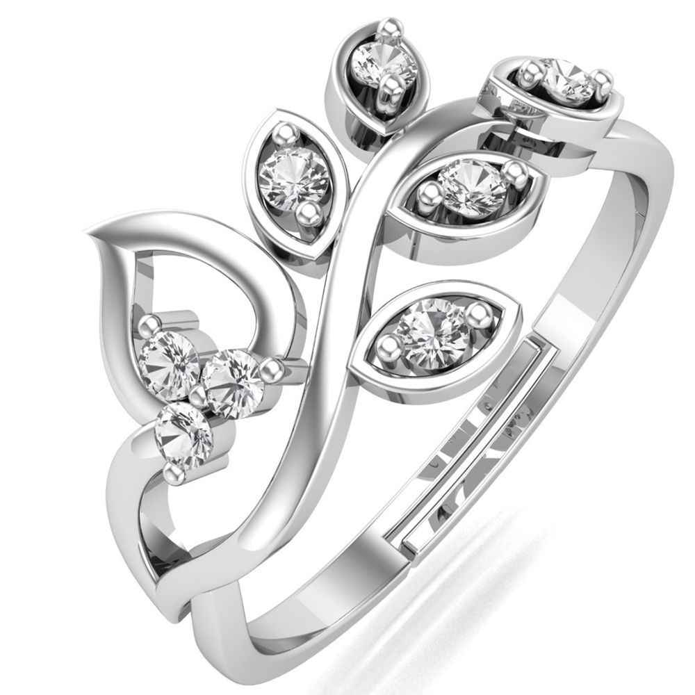 Buy KUNUZ 925 Sterling Silver Leaf Shape Adjustable Ring for Women - Purplle