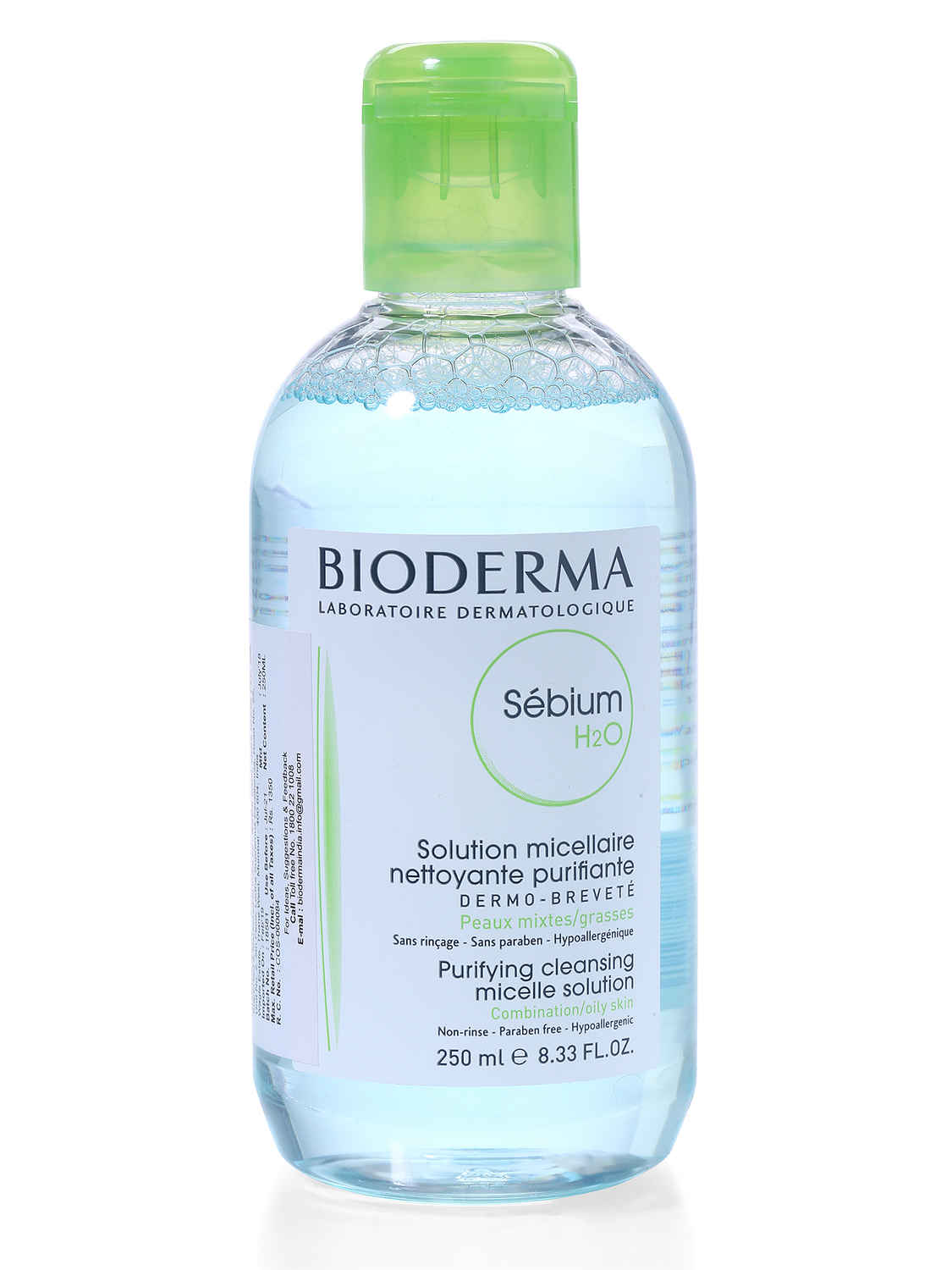Buy Bioderma Sebium H2O Purifying Micellar Cleansing Water and Makeup Removing Solution for Combination to Oily Skin 250 ml - Purplle