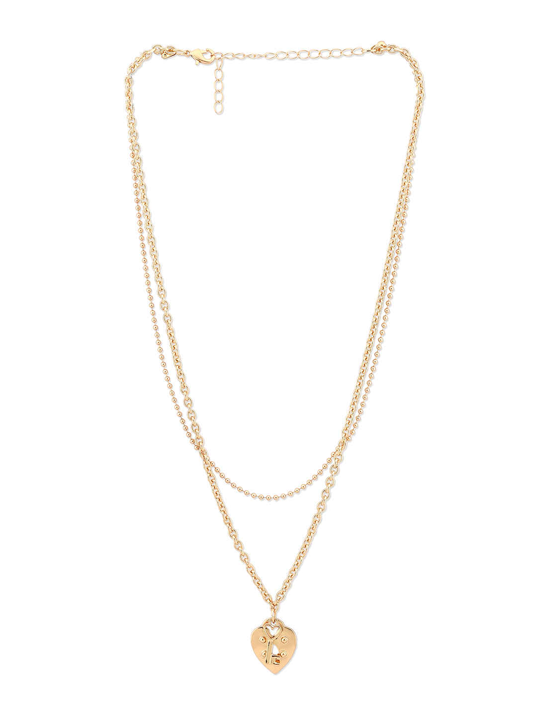 Buy Lilly & Sparkle Gold Toned Two Layered Necklace With Heart And Kay Pendant - Purplle