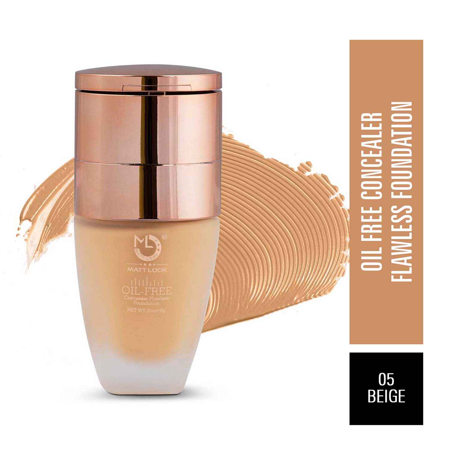 Buy Matt look Oil Free Concealer Flowless & Foundation, Beige (35ml + 8gm) - Purplle