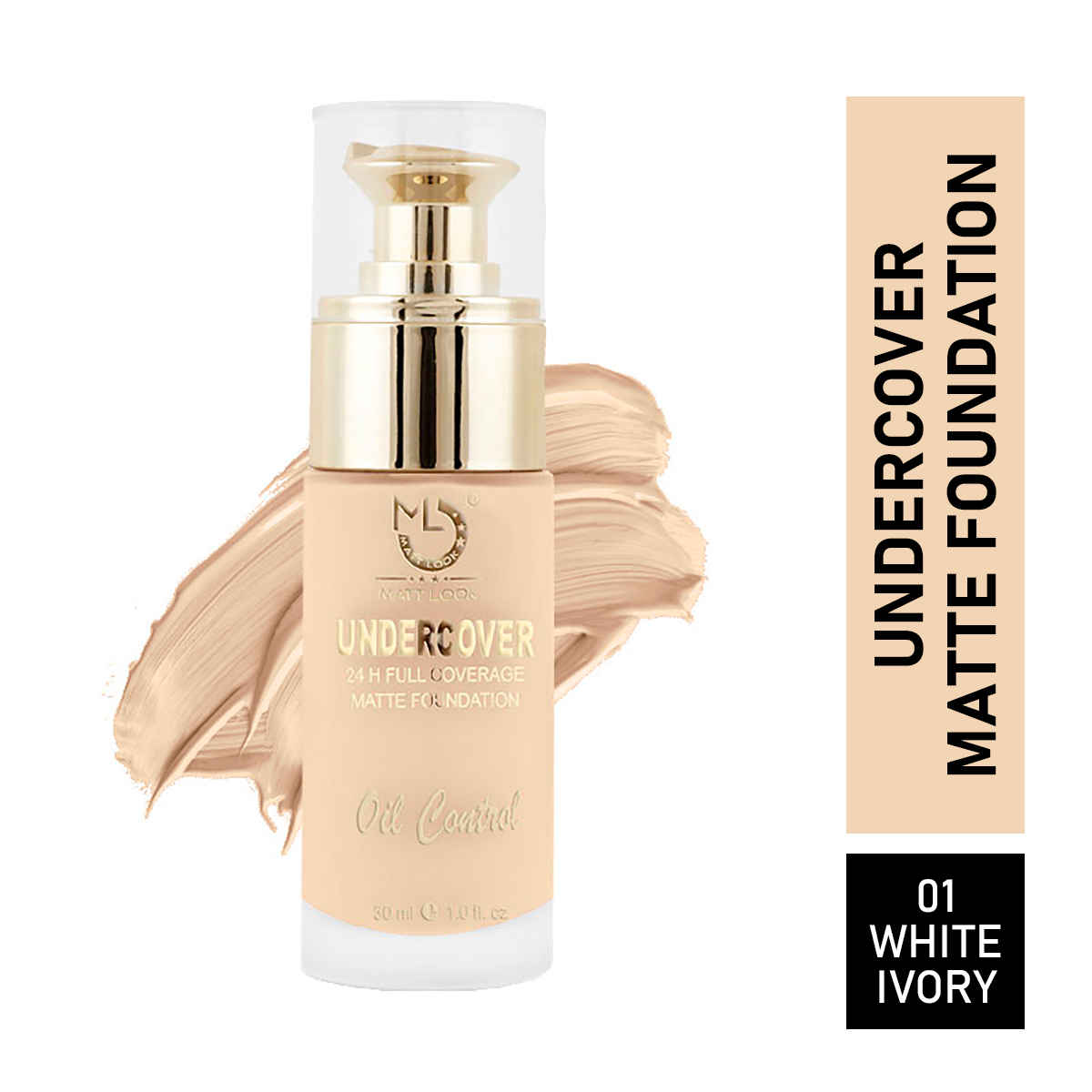 Buy Matt look Undercover 24H B217Full Coverage Matte Foundation & Oil Control, White Ivory (30 ml) - Purplle