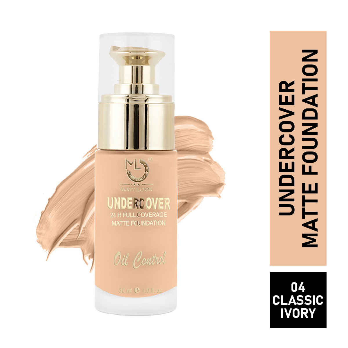 Buy Matt look Undercover 24H Full Coverage Matte Foundation & Oil Control, Classic Ivory (30 ml) - Purplle