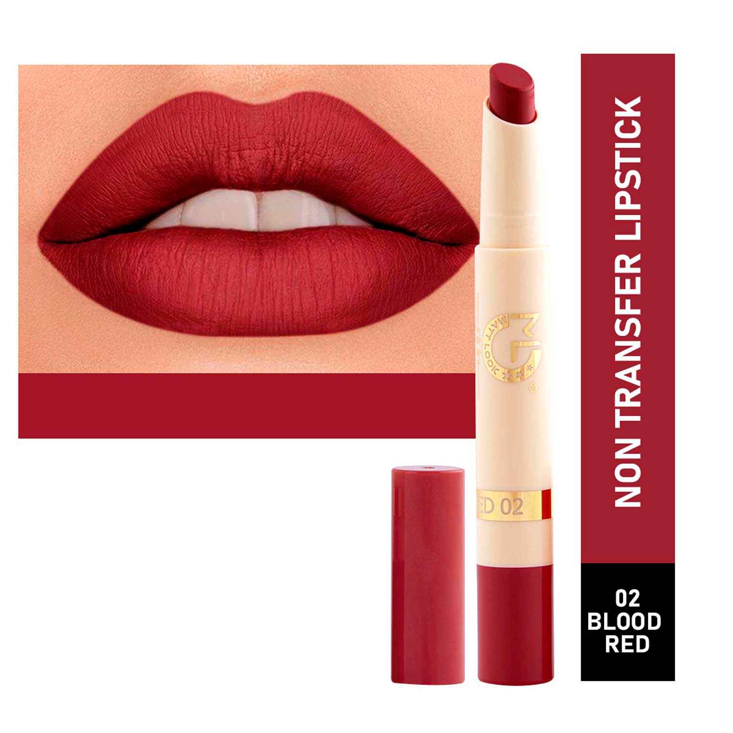 Buy Mattlook Velvet Smooth Non-Transfer, Long Lasting & Water Proof Lipstick, Blood Red (2 gm) - Purplle