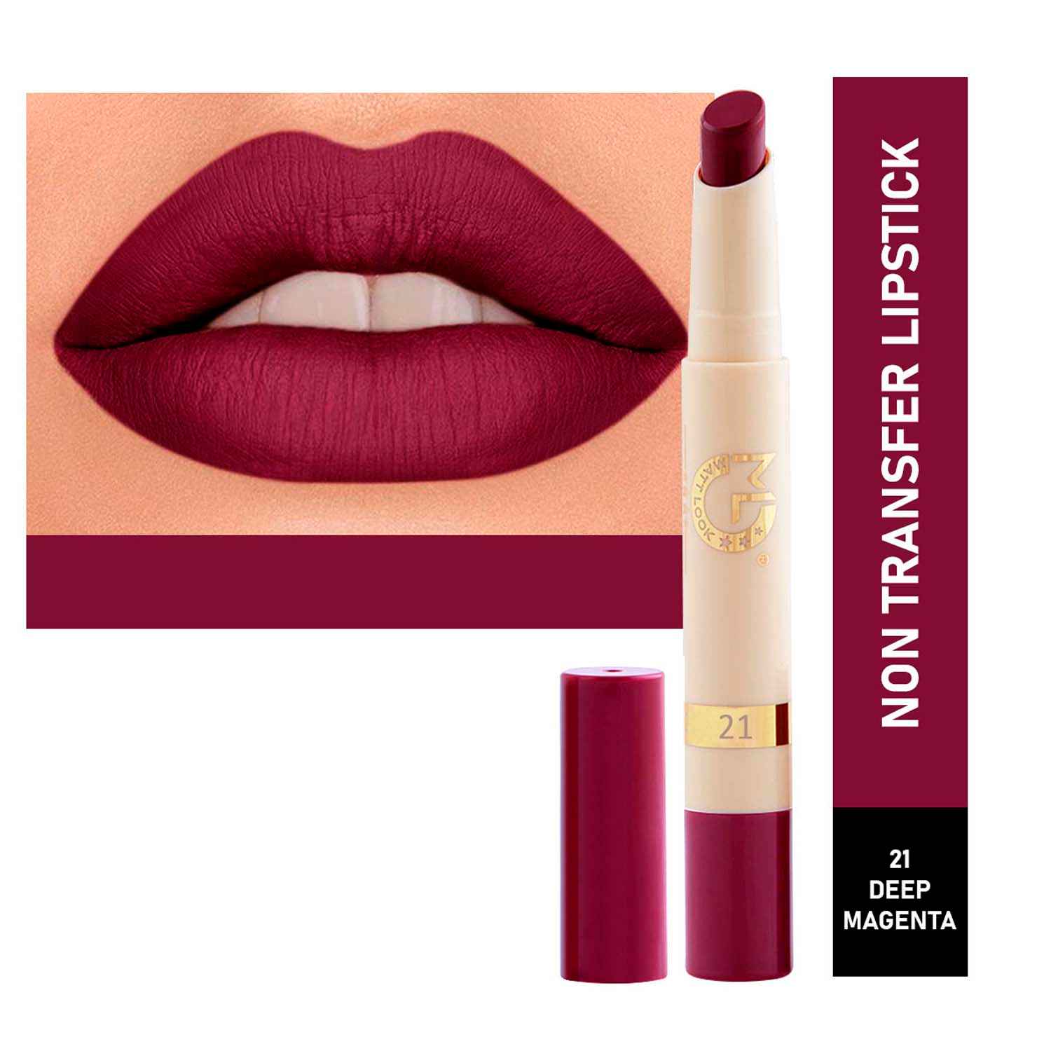 Buy Mattlook Velvet Smooth Non-Transfer, Long Lasting & Water Proof Lipstick, Deep Magenta (2 gm) - Purplle