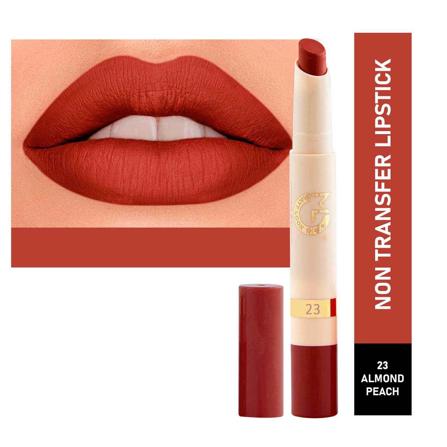 Buy Mattlook Velvet Smooth Non-Transfer, Long Lasting & Water Proof Lipstick, Almond Peach (2 gm) - Purplle