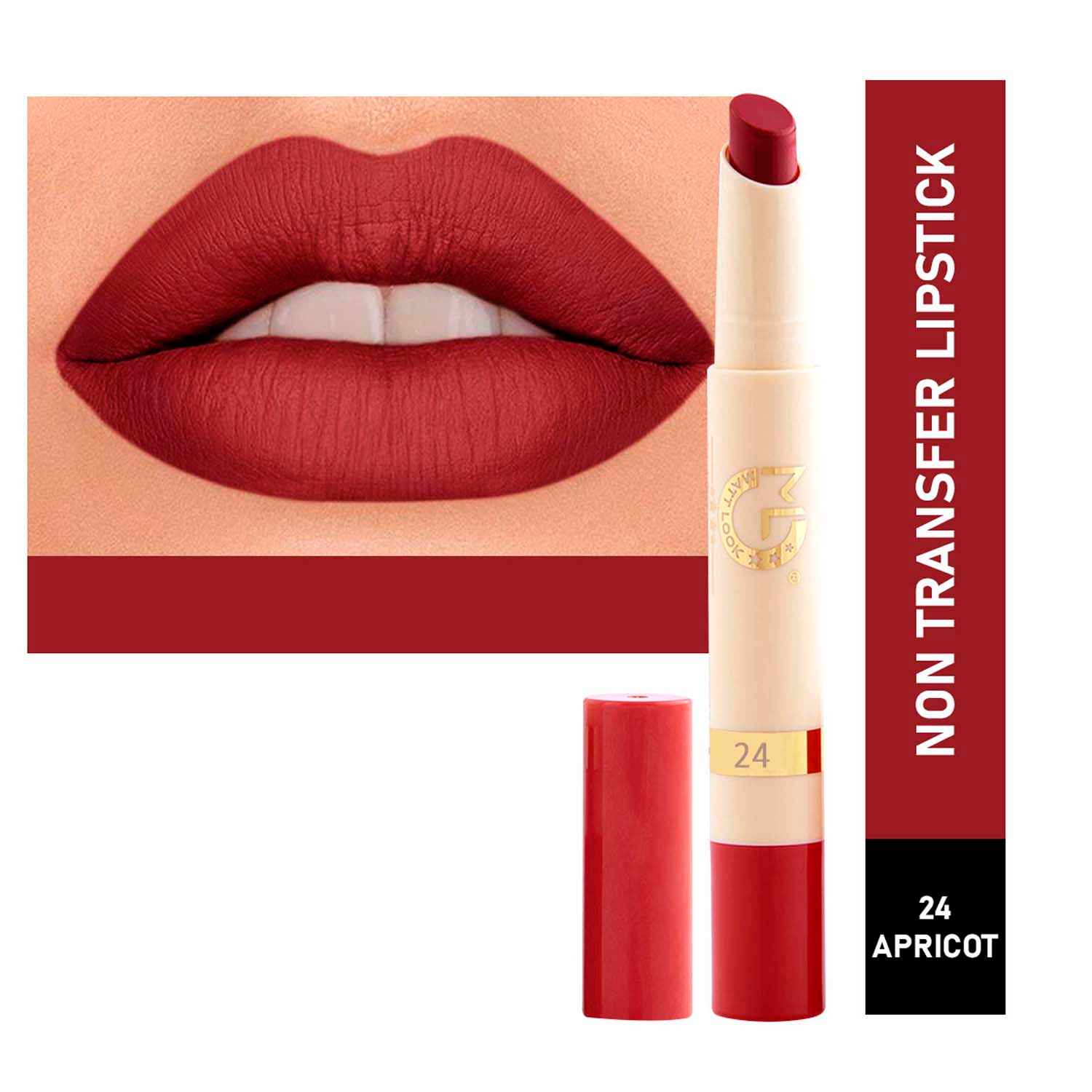 Buy Mattlook Velvet Smooth Non-Transfer, Long Lasting & Water Proof Lipstick, Apricot (2 gm) - Purplle