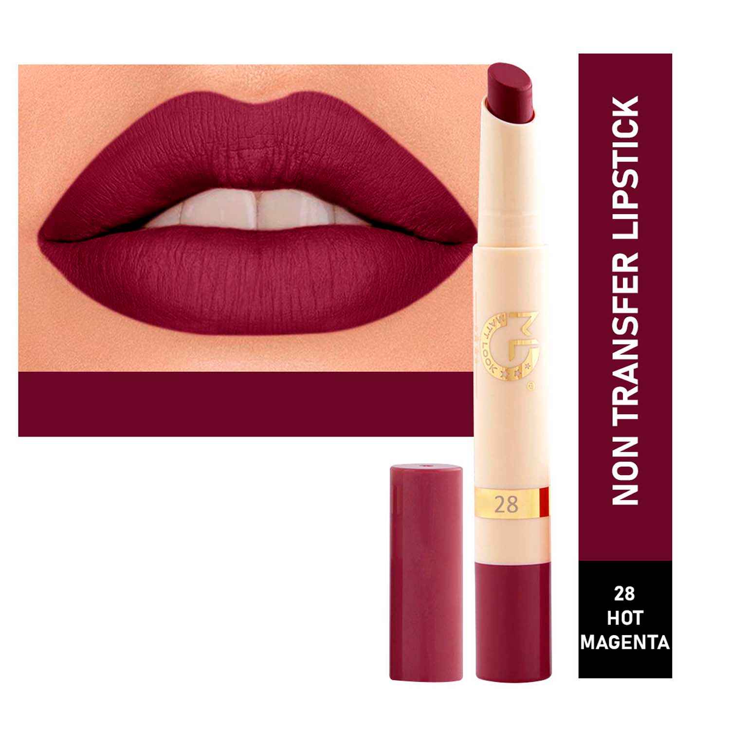 Buy Mattlook Velvet Smooth Non-Transfer, Long Lasting & Water Proof Lipstick, Hot Magenta (2 gm) - Purplle