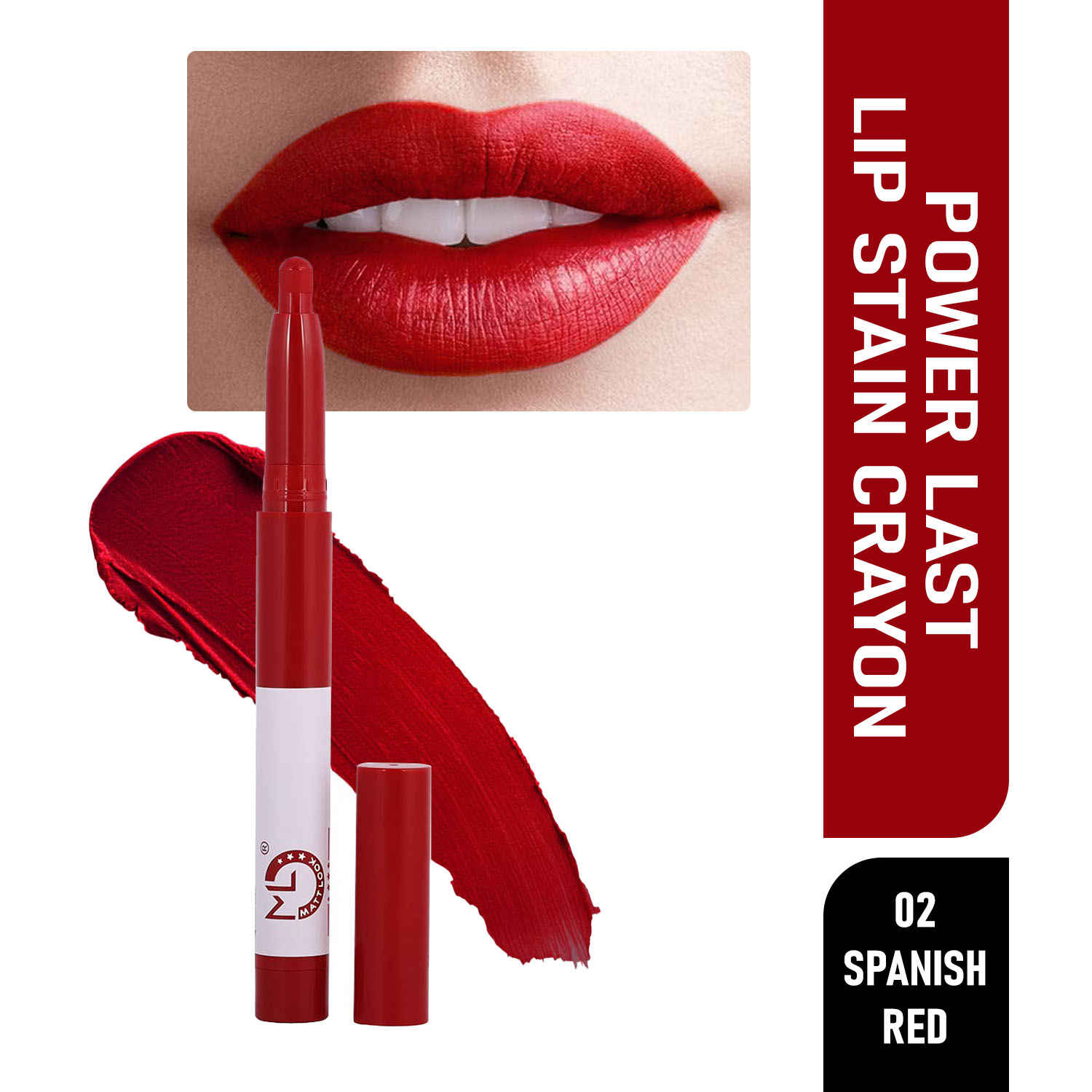 Buy Mattlook Power Last Lip Stain Crayon Lipstick, Rich Colour, Non Transfer, Mask Proof & Luxurious Creamy Matte, Spanish Red (1.3 gm) - Purplle