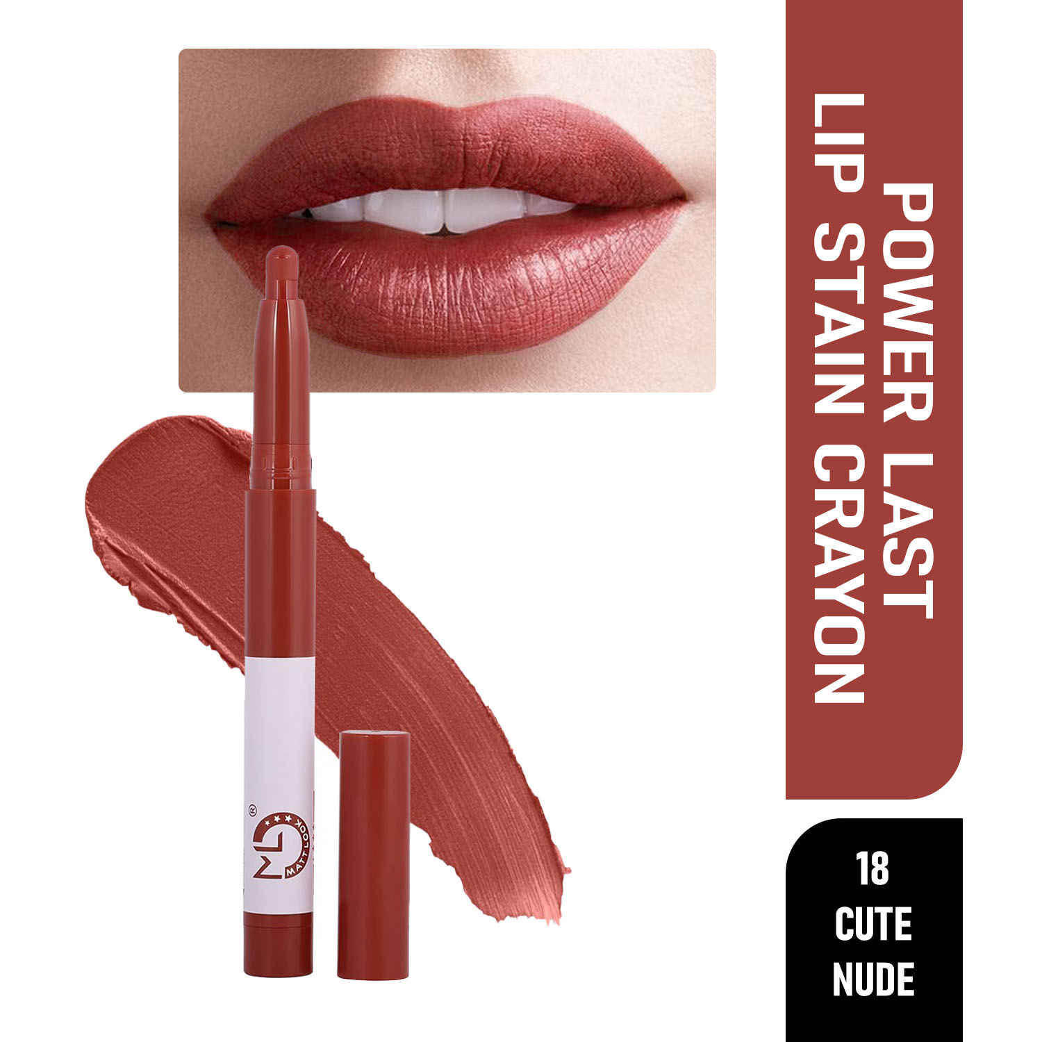 Buy Mattlook Power Last Lip Stain Crayon Lipstick, Rich Colour, Non Transfer, Mask Proof & Luxurious Creamy Matte, Cute Nude (1.3 gm) - Purplle