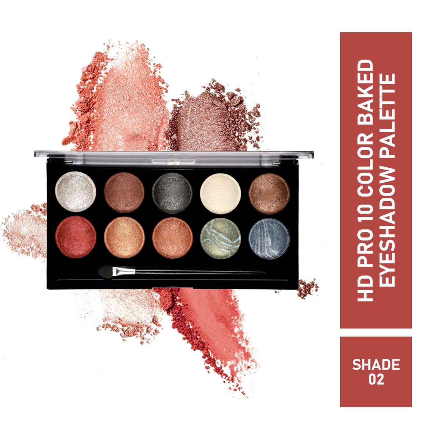 Buy Half N Half HD PRO 10 Colour Baked Eyeshadow Palette, Multicolour -02 (18g) - Purplle