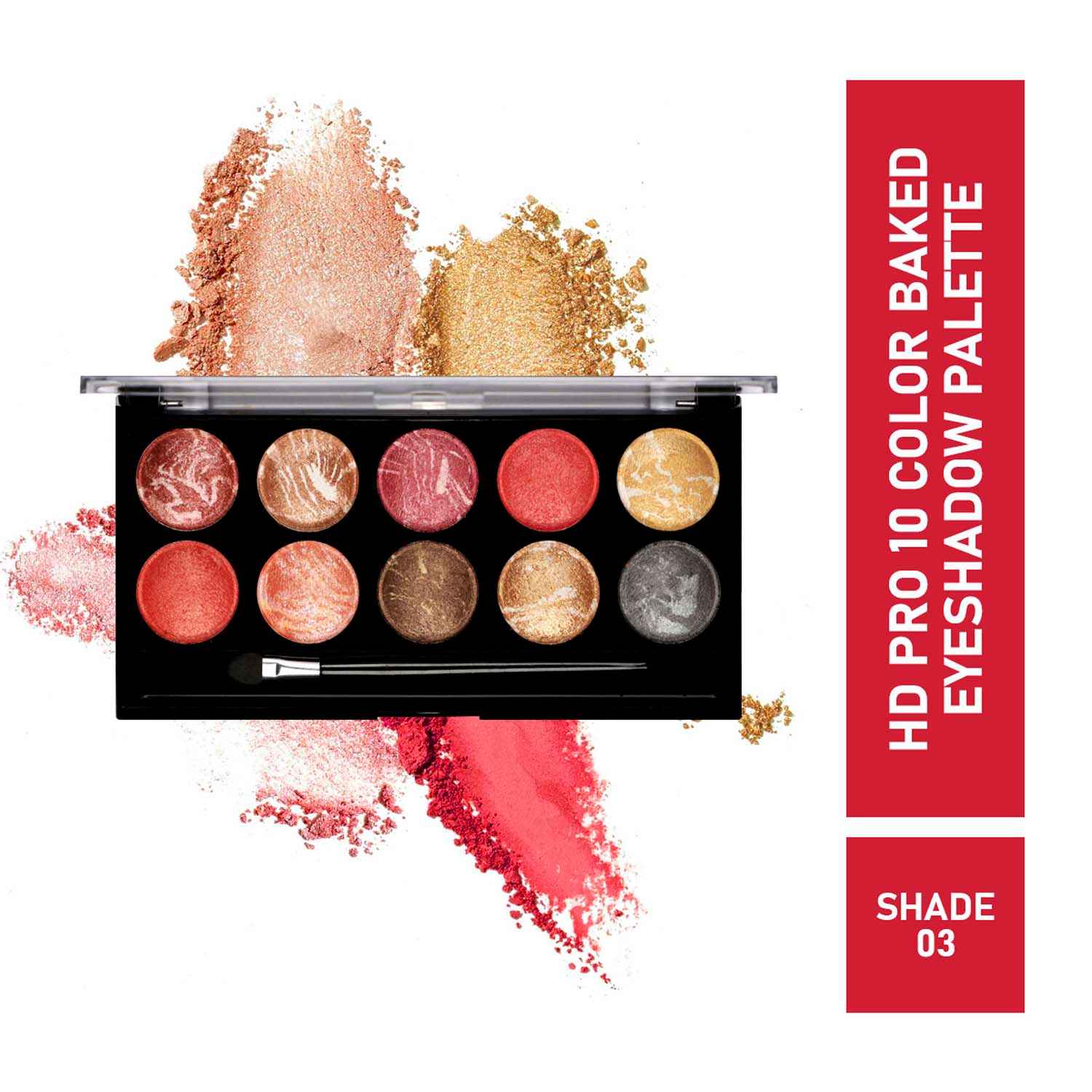 Buy Half N Half HD PRO 10 Colour Baked Eyeshadow Palette, Multicolour -03 (18g) - Purplle