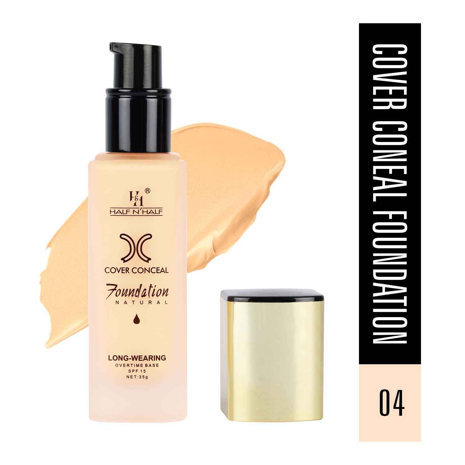 Buy Half N Half Cover Concealer Foundation Natural Longwearing Overtime Base SPF 15, Ivory (35g) - Purplle