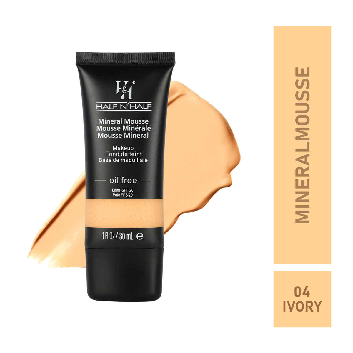 Buy Half N Half Mineral Mousse Oil Free Foundation Light SPF-20, Ivory (30ml) - Purplle