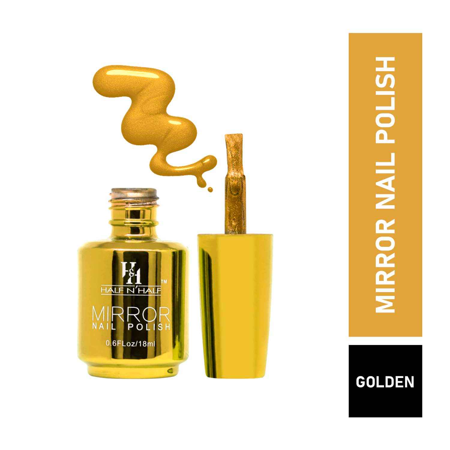 Buy Half N Half Mirror Nail Polish, A-Golden (18 ml) - Purplle