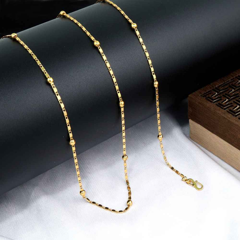 Buy Fashion Frill Elegant Golden Chain Thin Light Weighted Gold Plated Gold Chain For Men Boys Women 28 Inches For Women and Girls - Purplle