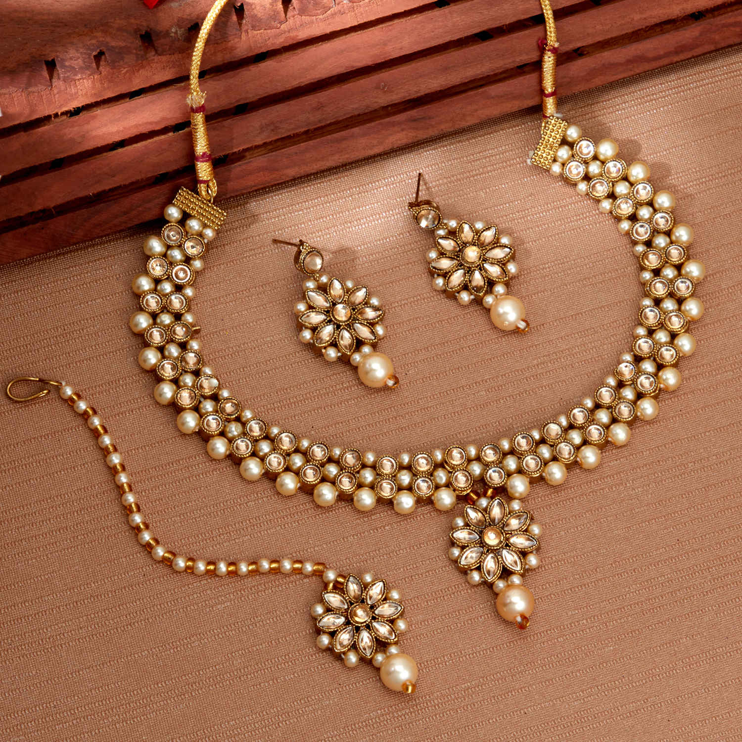 Buy Sukkhi Traditional Gold Plated Kundan & Pearl Choker Necklace Set for Women - Purplle