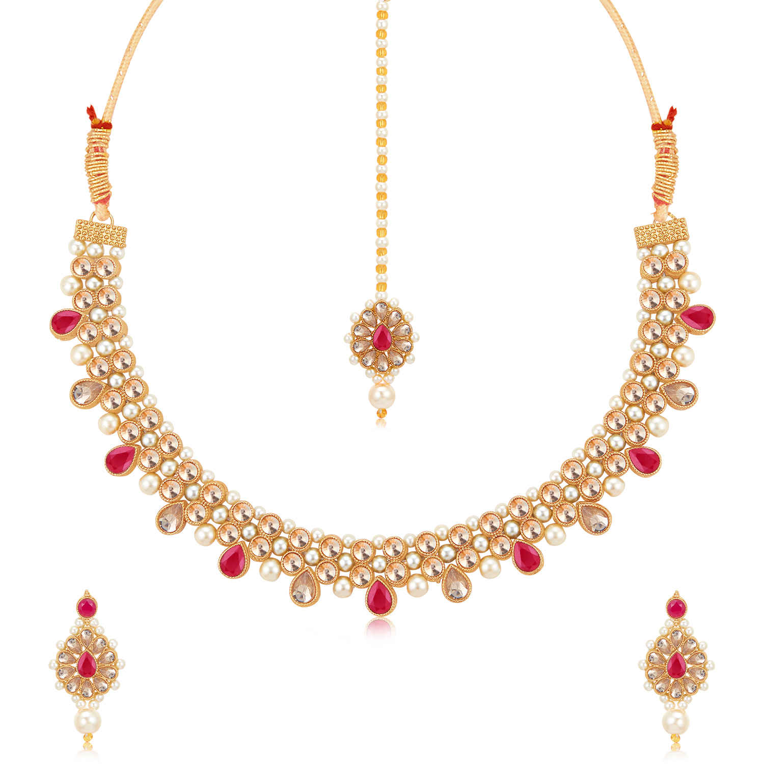 Buy Sukkhi Beautiful Gold Plated Kundan & Pearl Choker Necklace Set for Women - Purplle