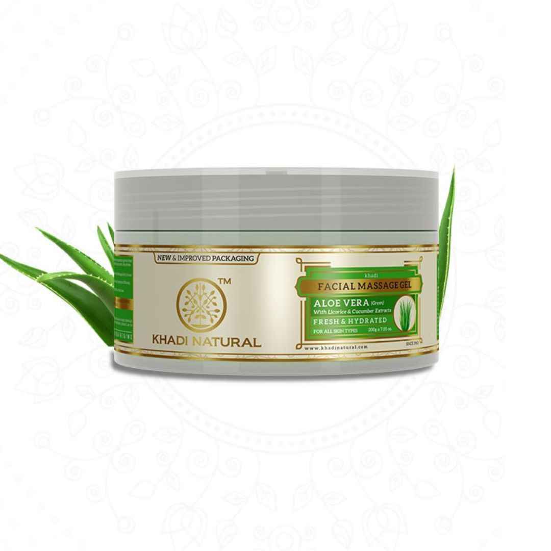 Buy Khadi Natural Green Aloe Vera Facial Massage Gel| Reduce Tan & Stress marks - (200 gm) - Purplle