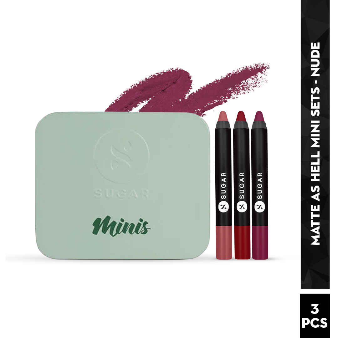 Buy SUGAR Cosmetics Matte As Hell Lip Crayon Lipsticks Set for Women | Lasts 12+ Hours | Pack of 3 - Nude Shades - Purplle