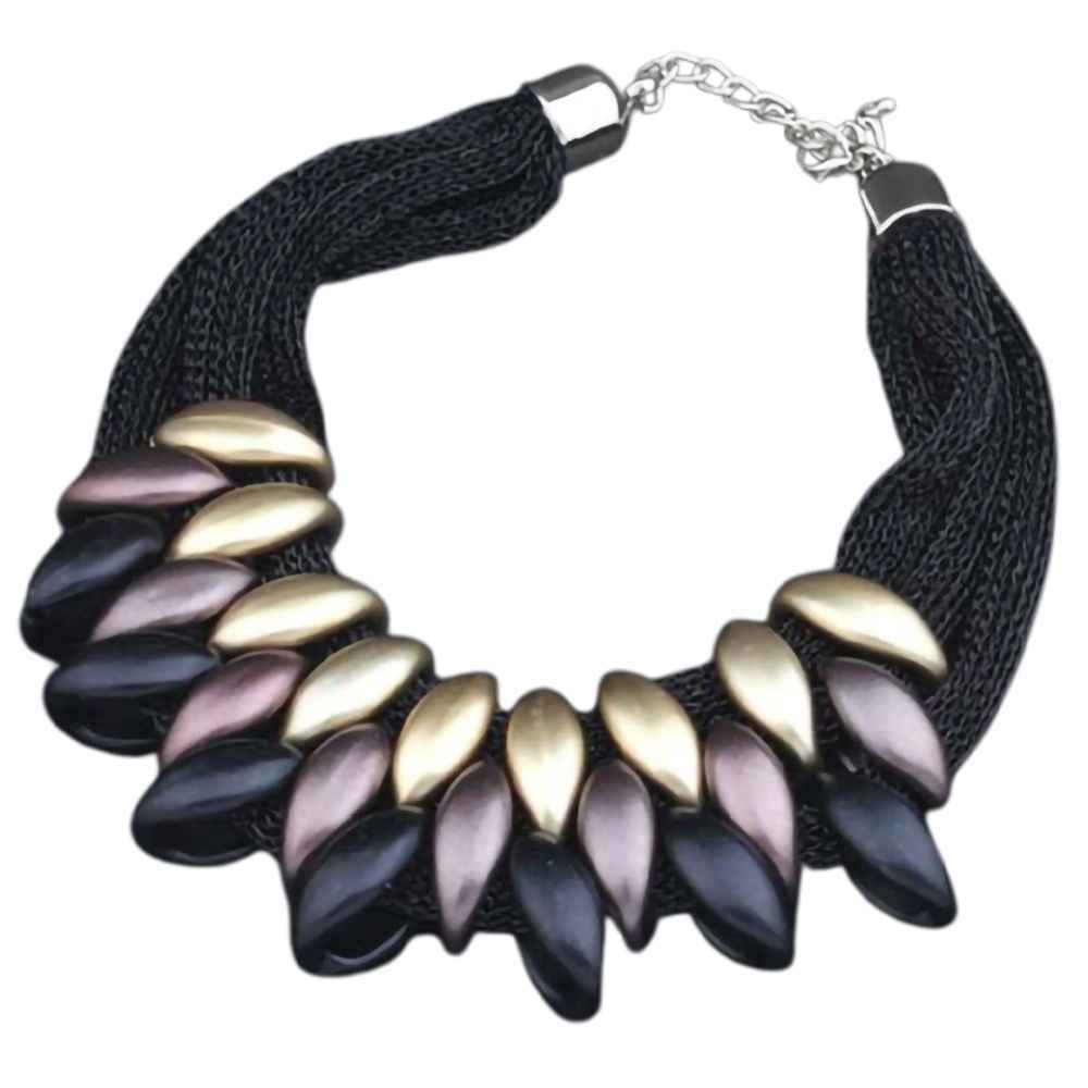 Buy Yellow Chimes Latest Fashion Thick Black Chain Multicolour Leaf Design Choker Necklace for Women and Girls, Black, Multicolour, Medium - Purplle