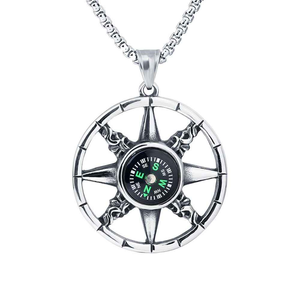 Buy Yellow Chimes Latest Fashion Stainless Steel Compass Design Pendant for Men and Boys, Silver, Medium (YCFJPD-340COMPS-SL) - Purplle