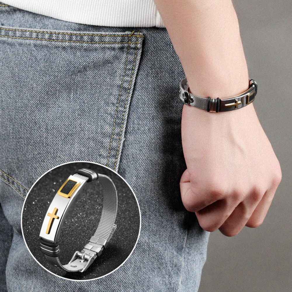 Buy Yellow Chimes Western Style Stainless Steel Never Fading Cross Designer Bracelet for Men & Boys - Purplle