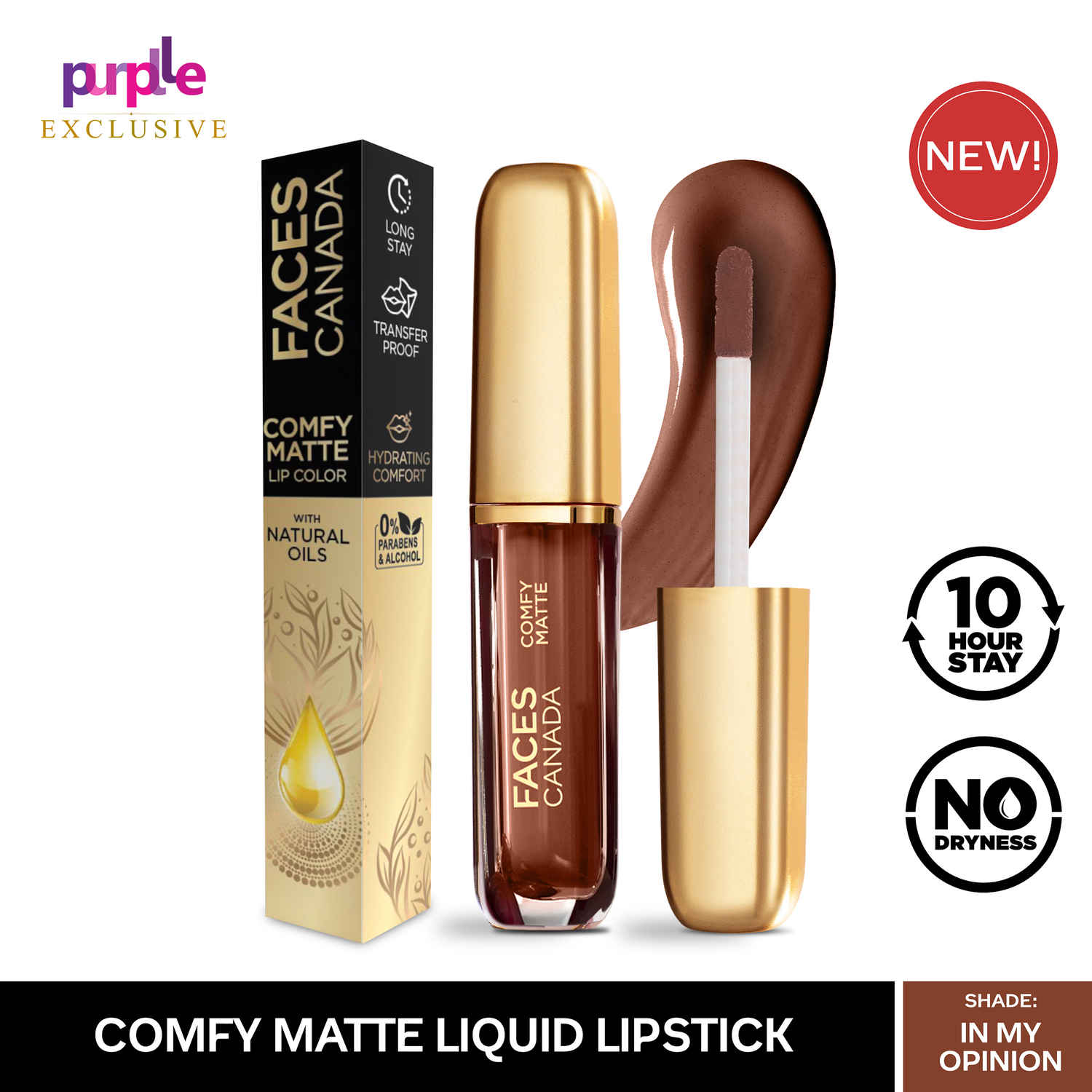 Buy Faces Canada Comfy Matte Lip Color | 10Hr Long Stay With Comfort | Almond Oil | In My Opinion 19 (3 ml) - Exclusively on Purplle - Purplle