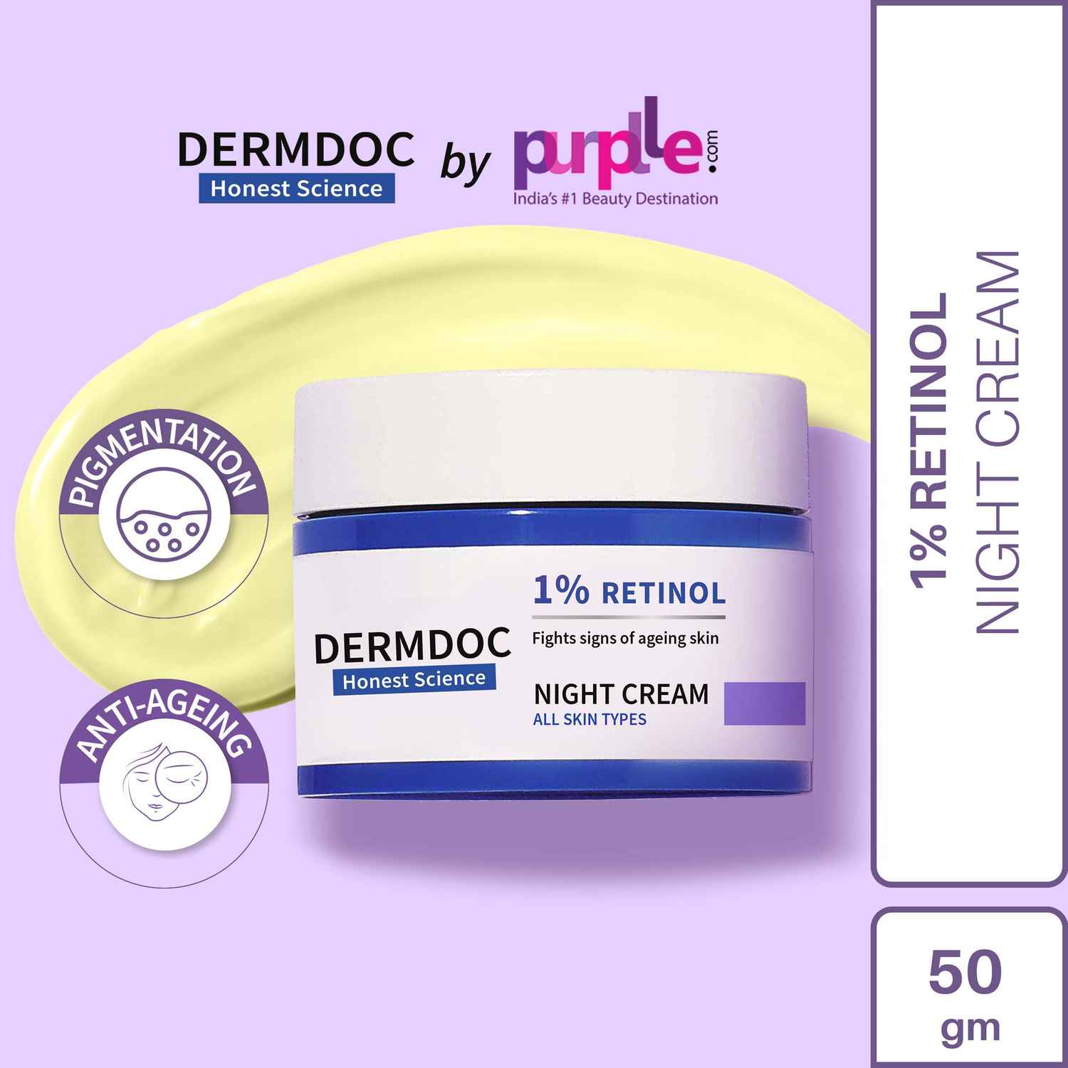 Buy DermDoc 1% Retinol Night Cream (50 gm) | retinol night cream | anti aging night cream | anti ageing night cream for dry skin - Purplle