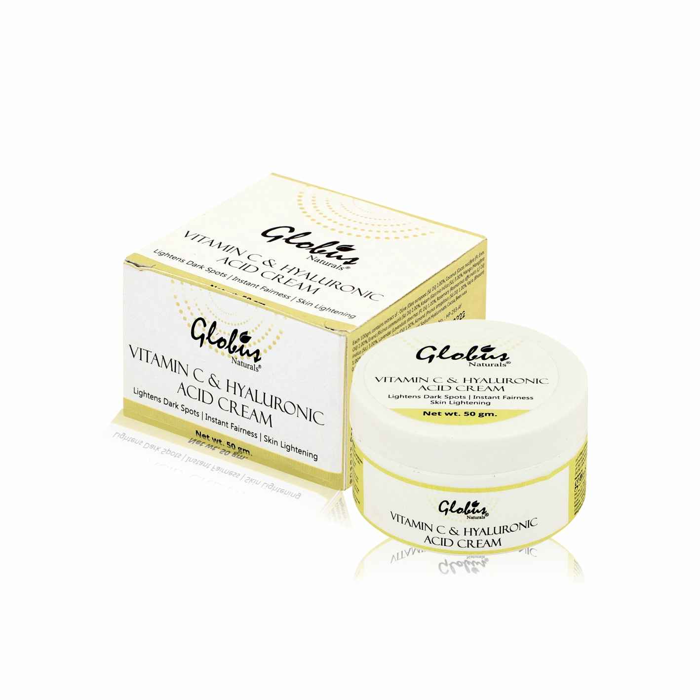 Buy Globus Naturals Vitamin C And Hyaluronic Acid skin Lightening Brightening Cream For Beautiful & Glowing Skin| Lightens dark spots (50 gm) - Purplle