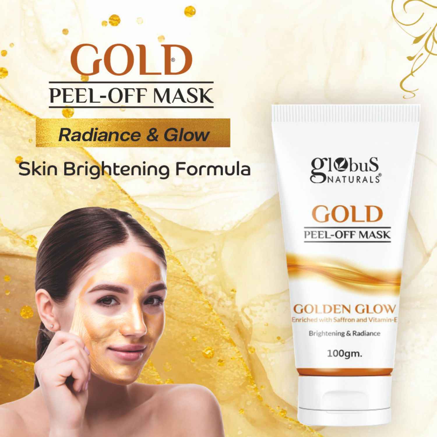 Buy Globus Naturals Golden Glow Peel Off Mask Enriched with Vitamin-E| Removes Blackhead, Dead Skin|Anti-Aging|Lightening Brightening (100 g) - Purplle