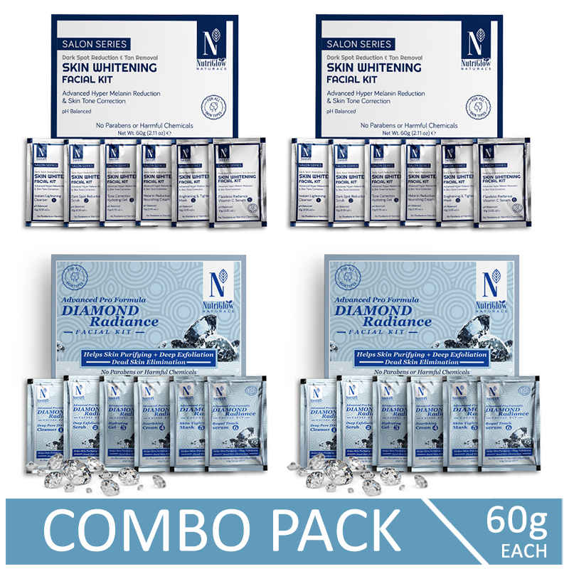 Buy NutriGlow NATURAL'S Advanced Pro Formula Combo Pack of 4 Diamond & Skin Whitening Facial Kit For Brightens Up Dull Skin, 60 gm each - Purplle
