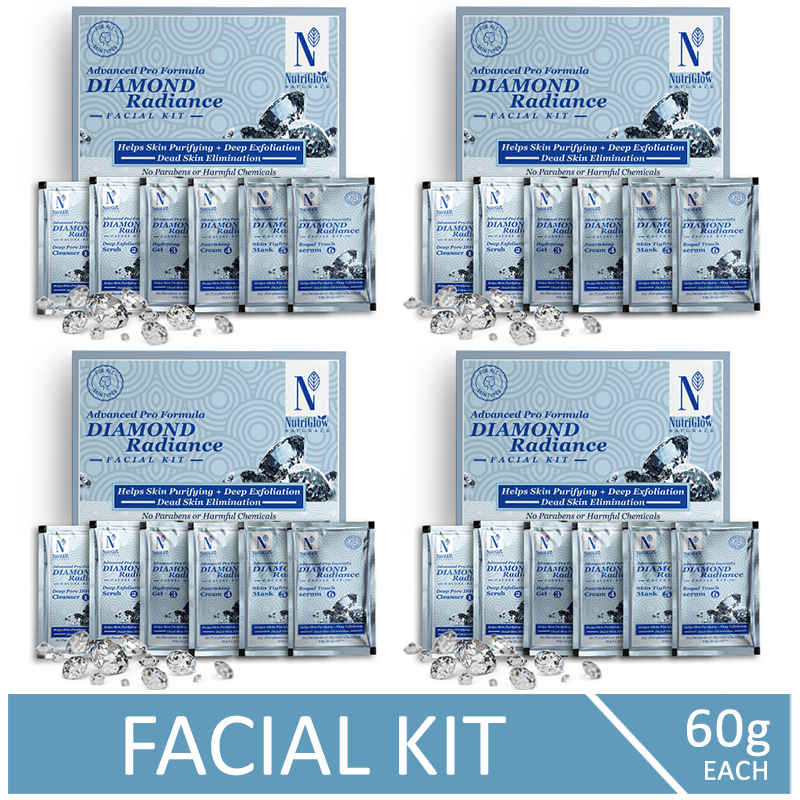 Buy NutriGlow NATURAL'S Advanced Pro Formula Combo Pack of 4 Diamond Radiance Facial Kit For Make Skin Acne & Spot Free, 60 gm each - Purplle