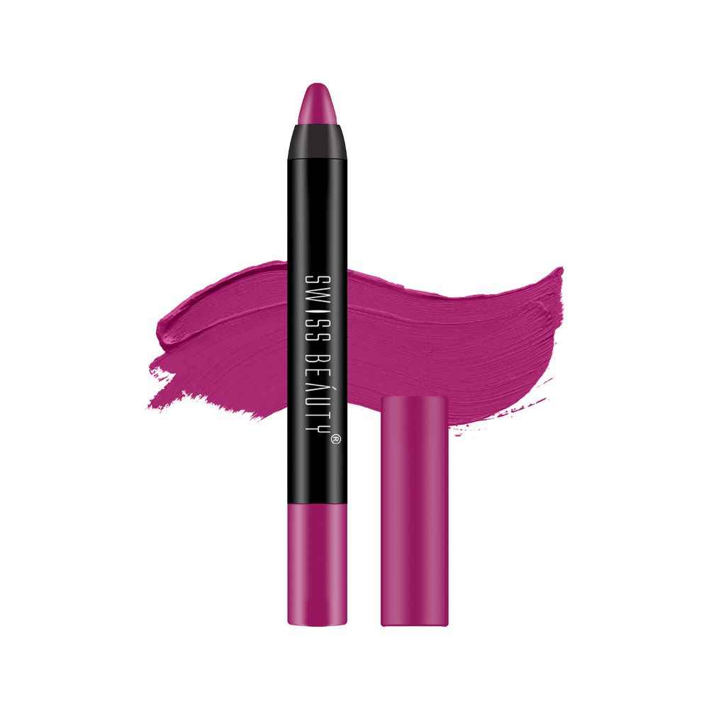 Buy Swiss Beauty Stay on Matte Crayon Lipstick SB-214-08 (Crayon) 3.5g - Purplle