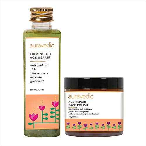 Buy Auravedic Anti Aging Care (Combo - 100Ml Face Oil & 100Gm Face Cream Polish) With Pomegranate Oil/Grapeseed Oil/ Avocado Oil For Woman Anti-Aging - Purplle